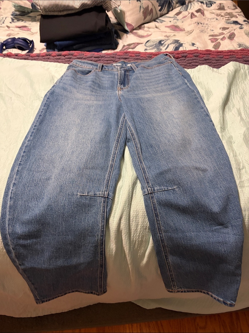 Old Navy Medium Blue Wide Leg Jeans with Knee Seam